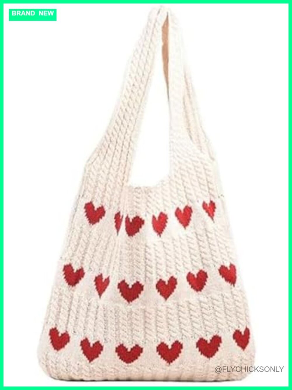 Crochet Tote Bag Boho Heart-shaped Beach Handbag Knit Vacation Casual Hobo